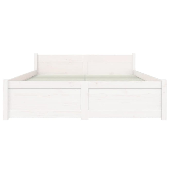 Bed Frame without Mattress White Solid Wood 135x190 cm Double Double