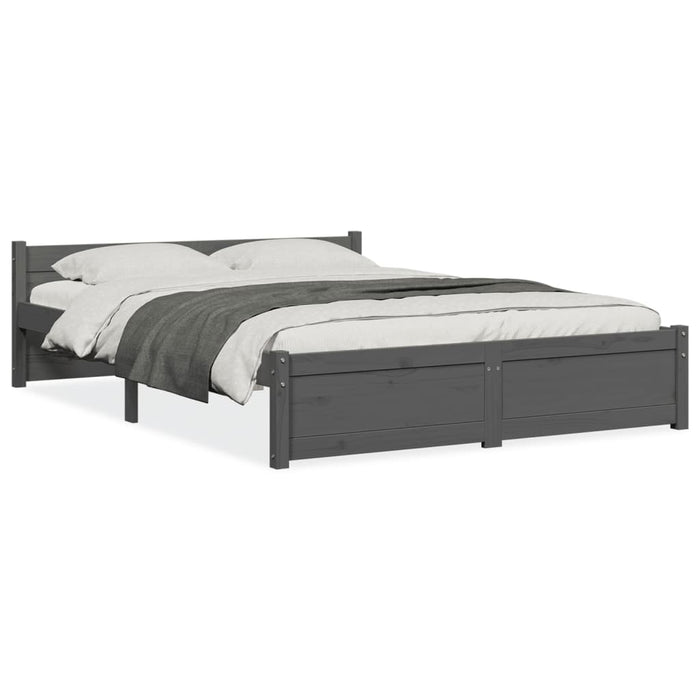 Bed Frame without Mattress Grey Solid Wood 135x190 cm Double Double