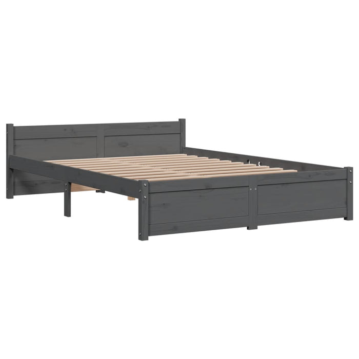 Bed Frame without Mattress Grey Solid Wood 135x190 cm Double Double