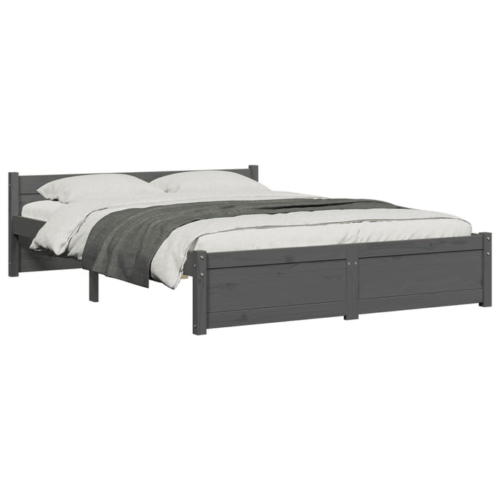 Bed Frame without Mattress Grey Solid Wood 135x190 cm Double Double