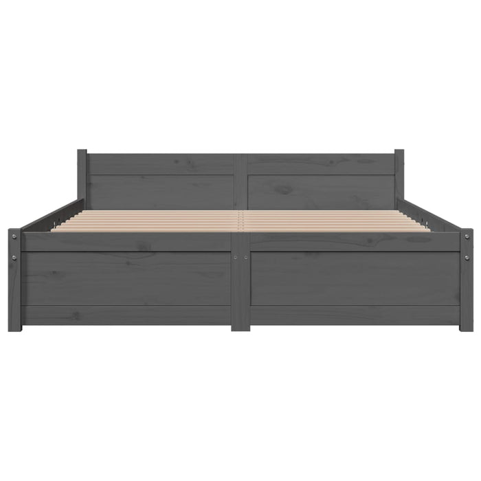 Bed Frame without Mattress Grey Solid Wood 135x190 cm Double Double