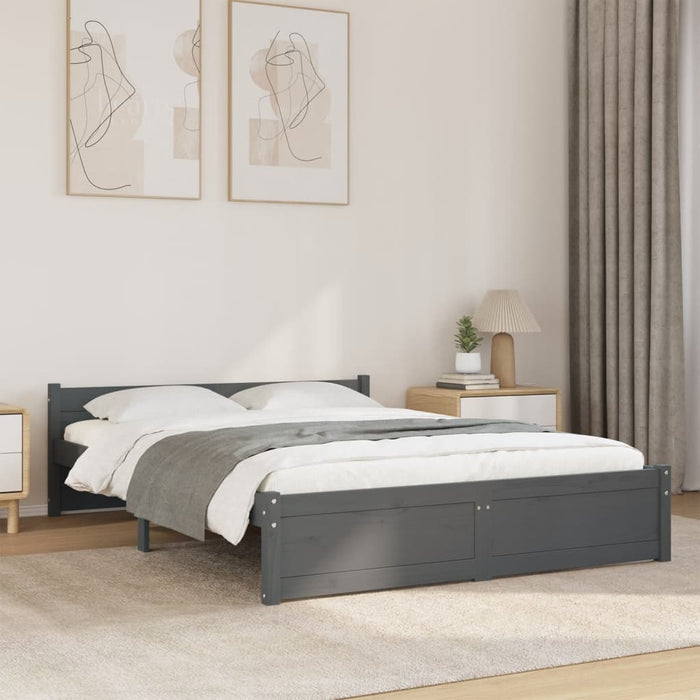 Bed Frame without Mattress Grey Solid Wood 135x190 cm Double Double