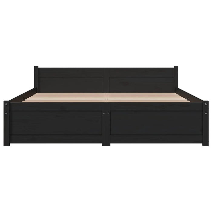 Bed Frame without Mattress Black Solid Wood 140x190 cm