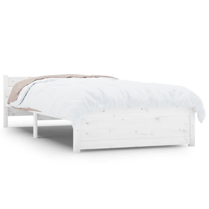 Bed Frame without Mattress White Solid Wood 90x200 cm