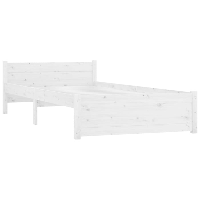 Bed Frame without Mattress White Solid Wood 90x200 cm