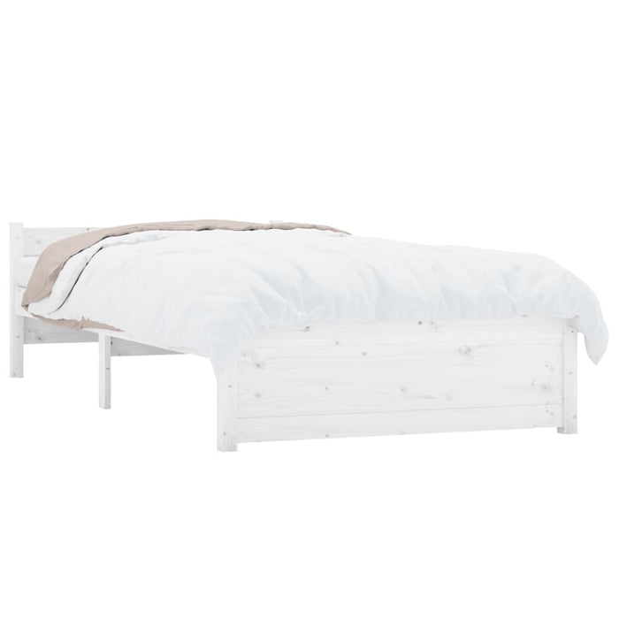 Bed Frame without Mattress White Solid Wood 90x200 cm