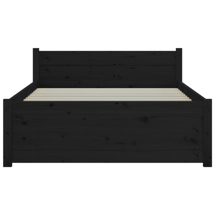 Bed Frame without Mattress Black Solid Wood 90x200 cm