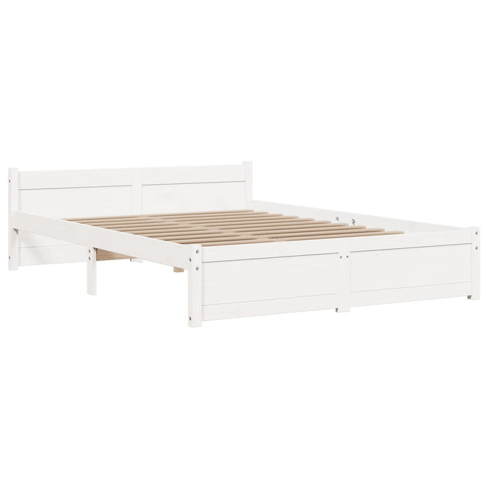 Bed Frame without Mattress White Solid Wood 140x200 cm