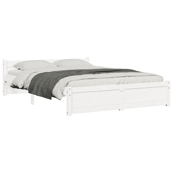 Bed Frame without Mattress White Solid Wood 140x200 cm