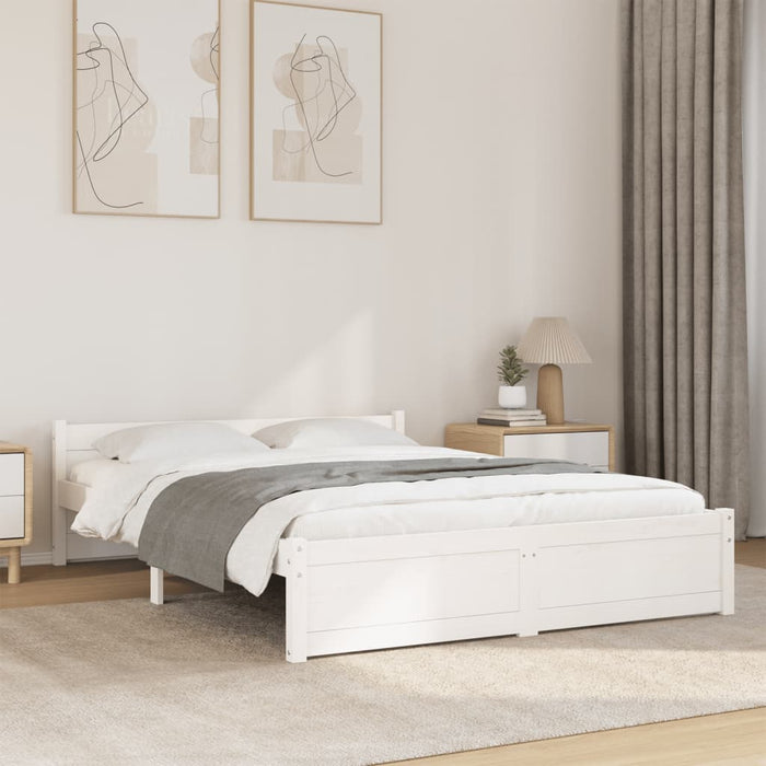 Bed Frame without Mattress White Solid Wood 140x200 cm