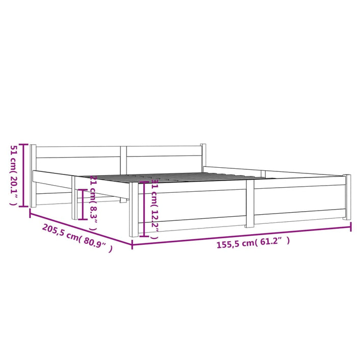 Рамка за легло без матрак Масивно дърво 150x200 см King Size King Size