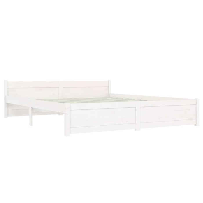 Bed Frame without Mattress White Solid Wood 150x200 cm King Size King Size