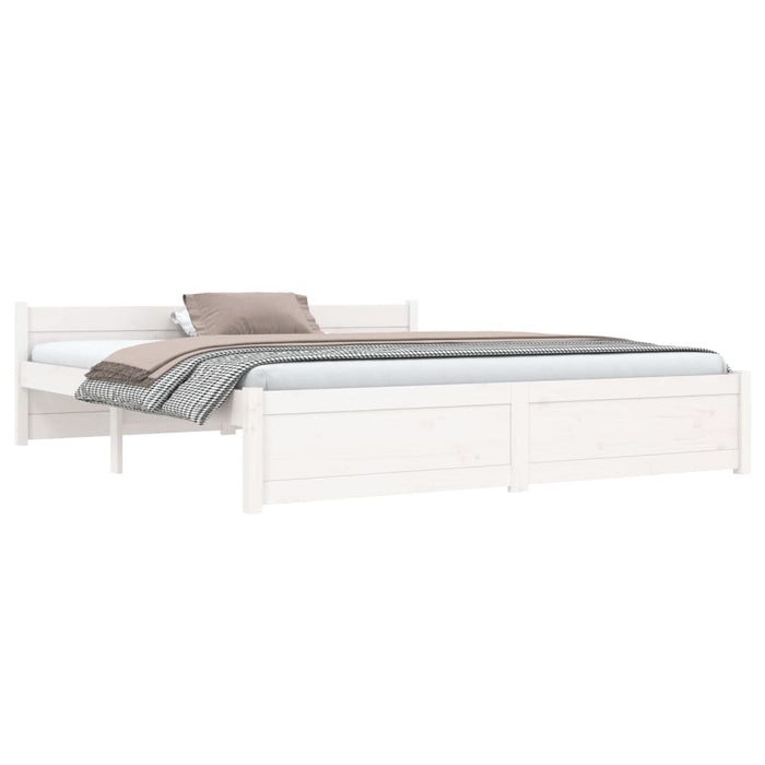 Bed Frame without Mattress White Solid Wood 150x200 cm King Size King Size