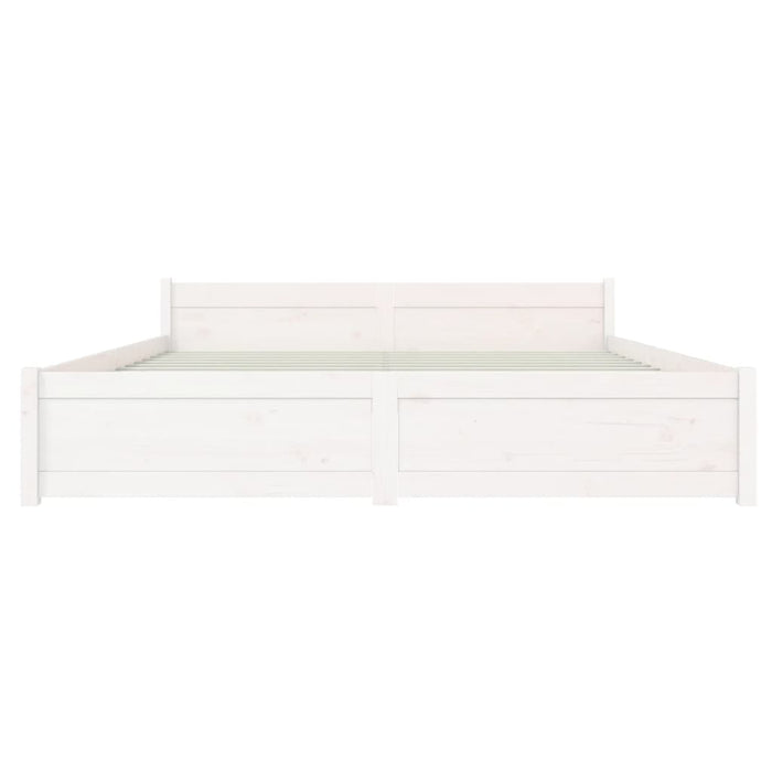 Bed Frame without Mattress White Solid Wood 150x200 cm King Size King Size