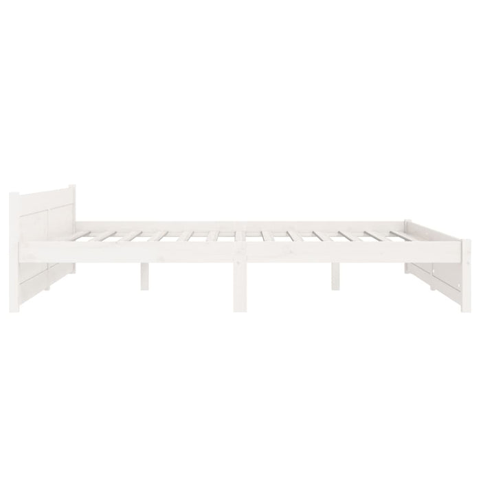 Bed Frame without Mattress White Solid Wood 150x200 cm King Size King Size