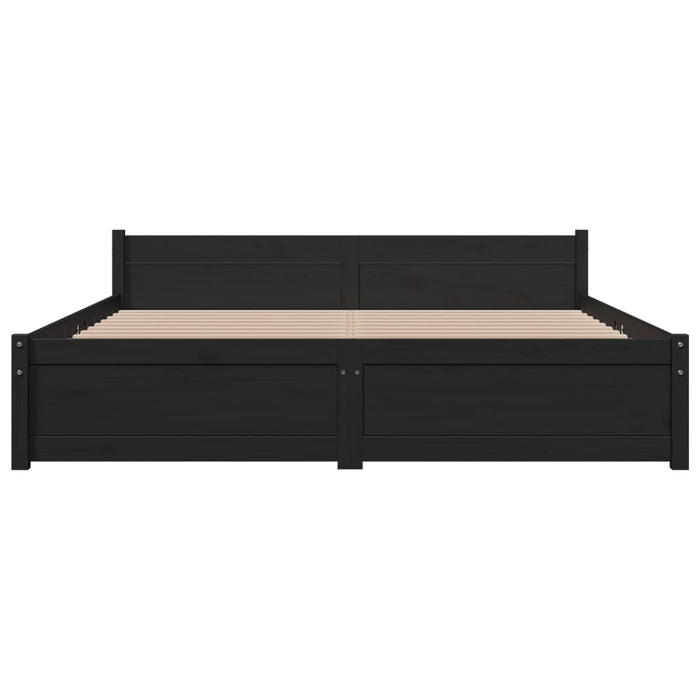 Bed Frame without Mattress Black Solid Wood 150x200 cm King Size King Size