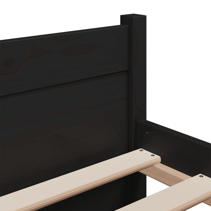 Bed Frame without Mattress Black Solid Wood 150x200 cm King Size King Size