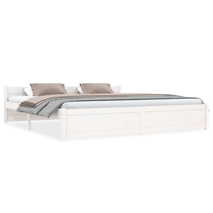 Bed Frame without Mattress White Solid Wood 180x200 cm Super King