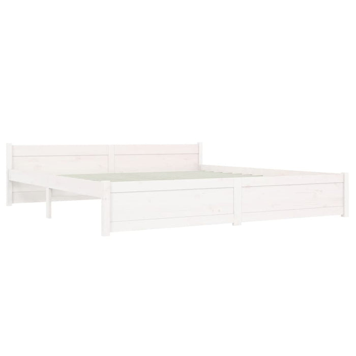 Bed Frame without Mattress White Solid Wood 180x200 cm Super King