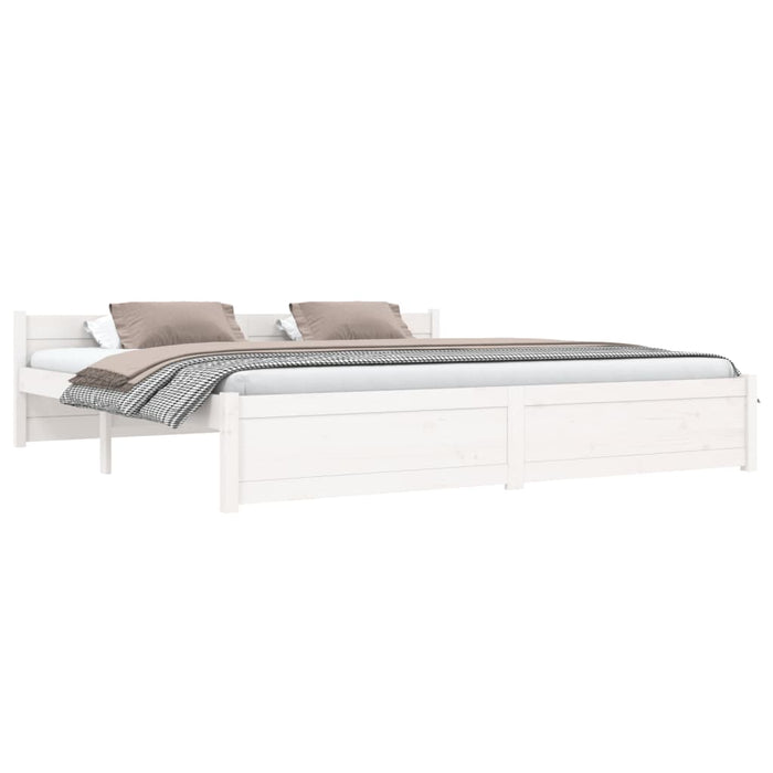 Bed Frame without Mattress White Solid Wood 180x200 cm Super King