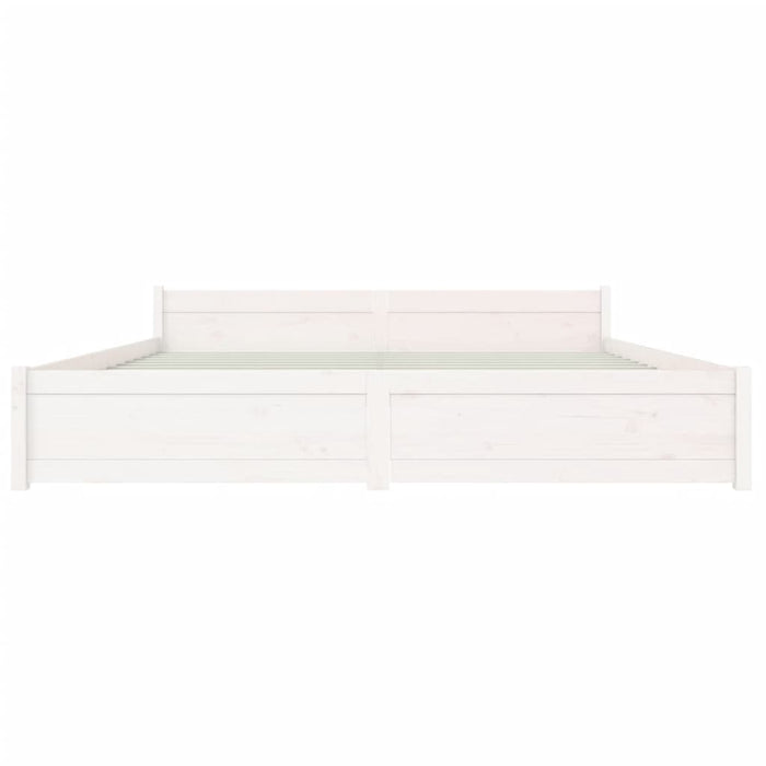 Bed Frame without Mattress White Solid Wood 180x200 cm Super King