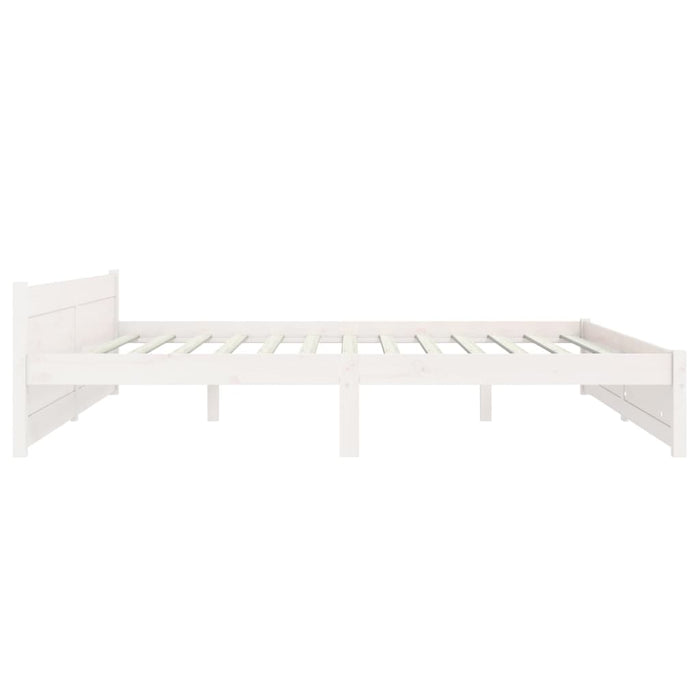 Bed Frame without Mattress White Solid Wood 180x200 cm Super King