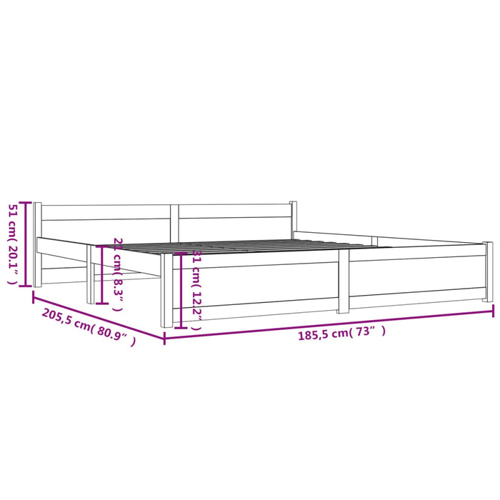 Bed Frame without Mattress White Solid Wood 180x200 cm Super King