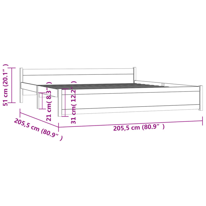 Bed Frame without Mattress Honey Brown Solid Wood 200x200 cm