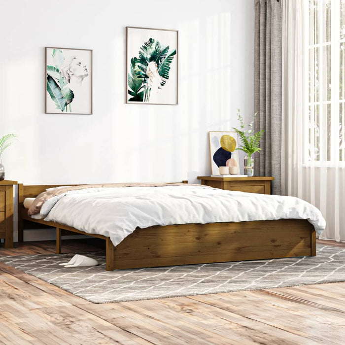 Bed Frame without Mattress Honey Brown Solid Wood 200x200 cm