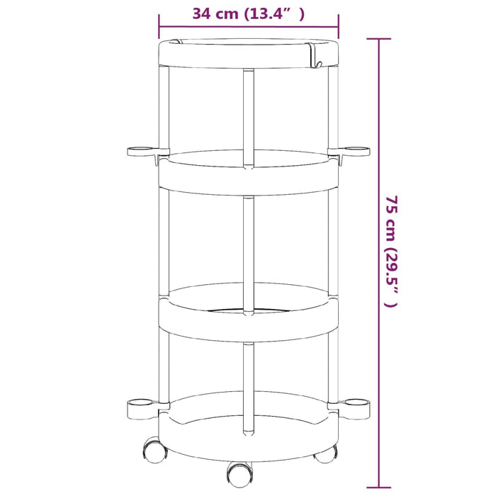 Carucior de curatare cu cos de depozitare din aluminiu