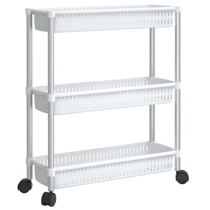 3-Tier Storage Trolley Silver and White Aluminium