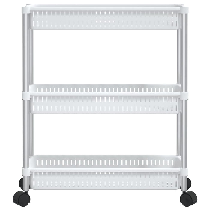 3-Tier Storage Trolley Silver and White Aluminium