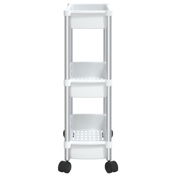 3-Tier Storage Trolley Silver and White Aluminium