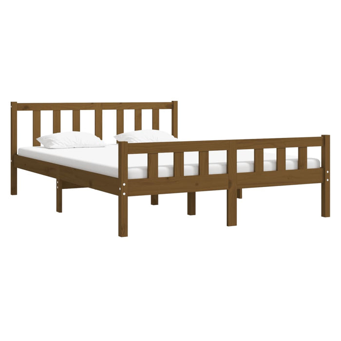 810662 vidaXL Bed Frame without Mattress Honey Brown Solid Wood 140x190 cm