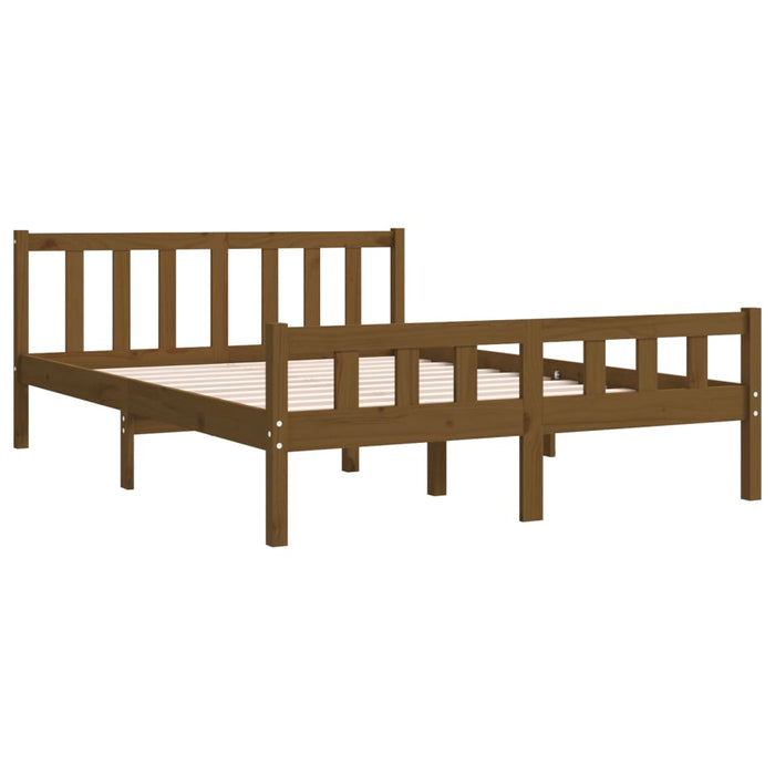 810662 vidaXL Bed Frame without Mattress Honey Brown Solid Wood 140x190 cm