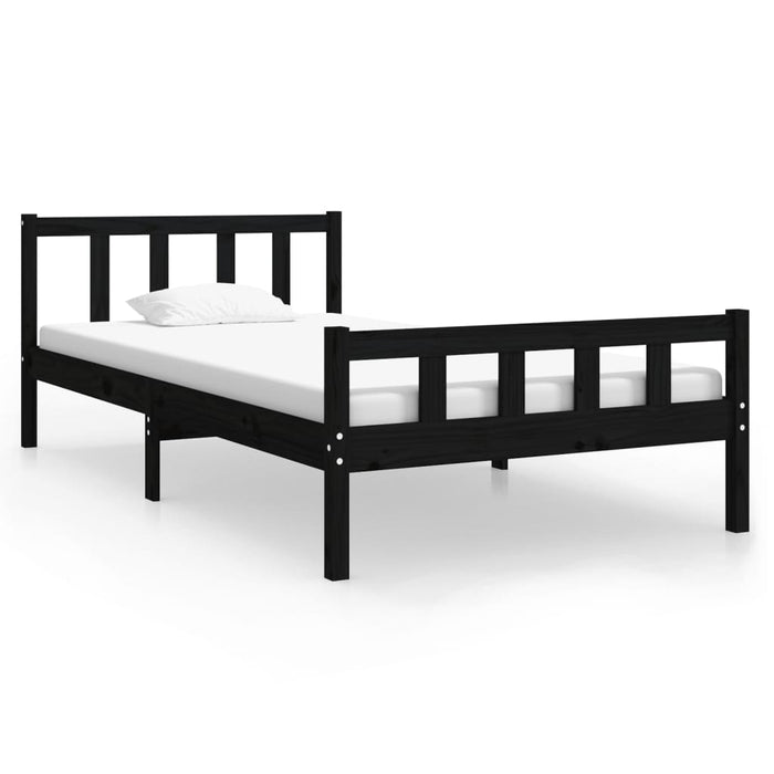 Bed Frame without Mattress Black Solid Wood 100x200 cm