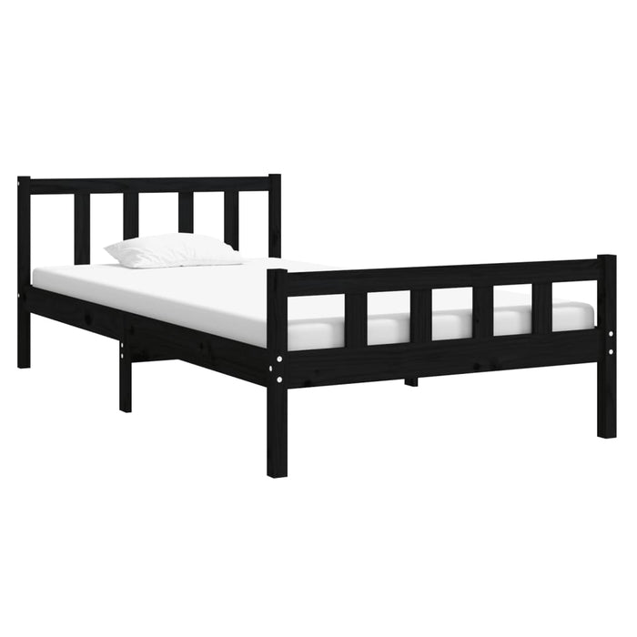 Bed Frame without Mattress Black Solid Wood 100x200 cm