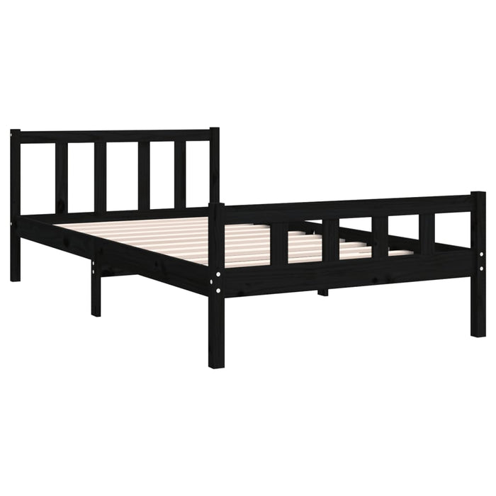 Bed Frame without Mattress Black Solid Wood 100x200 cm