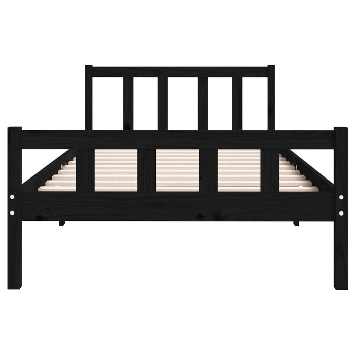 Bed Frame without Mattress Black Solid Wood 100x200 cm