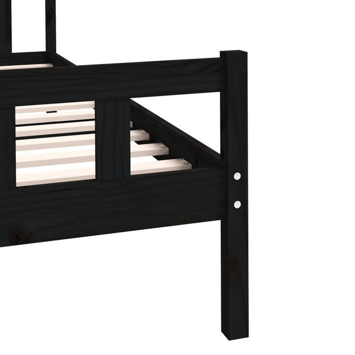 Bed Frame without Mattress Black Solid Wood 100x200 cm