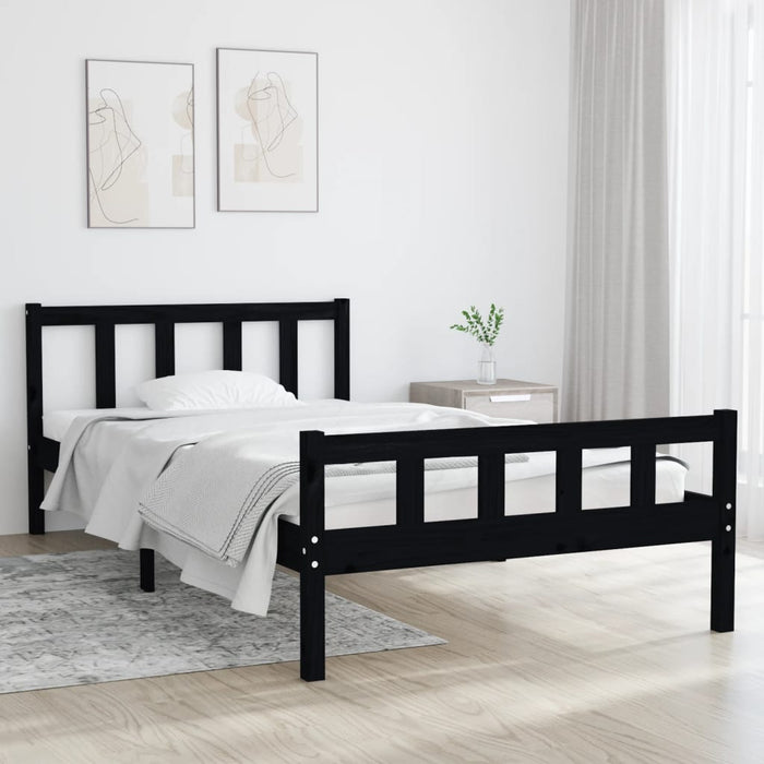 Bed Frame without Mattress Black Solid Wood 100x200 cm