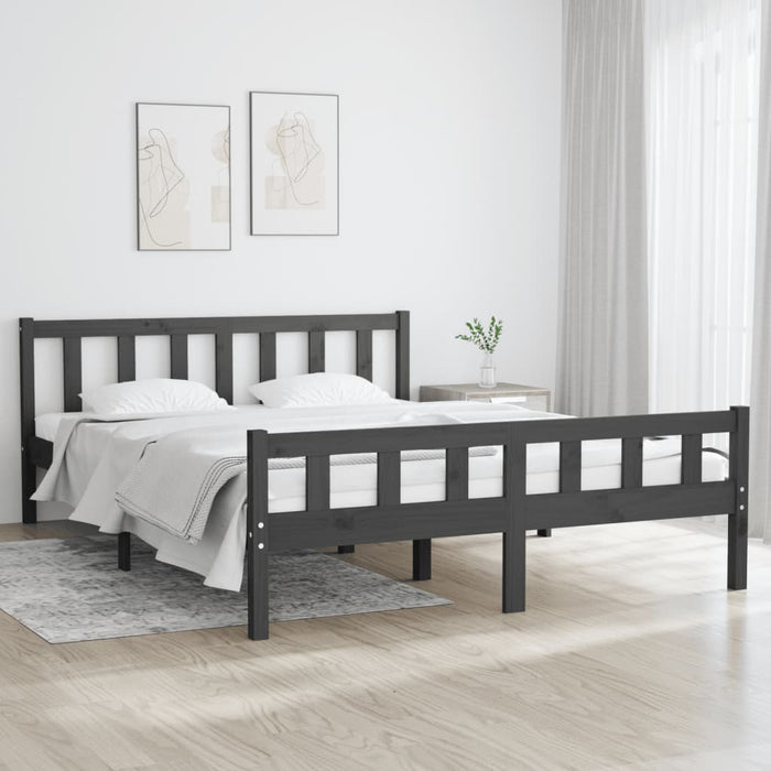 Bed Frame without Mattress Grey Solid Wood 120x200 cm