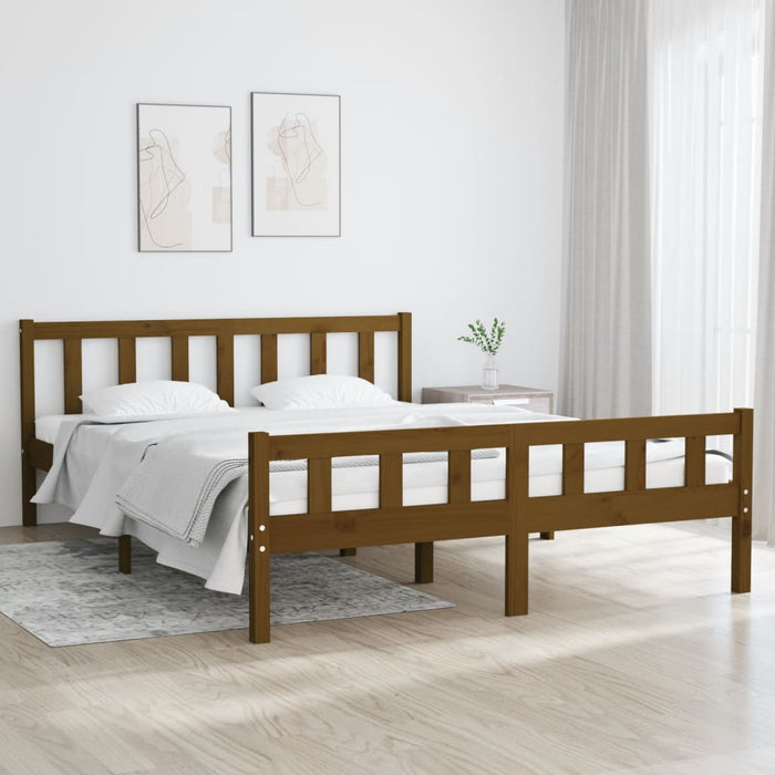 Bed Frame without Mattress Honey Brown Solid Wood 120x200 cm