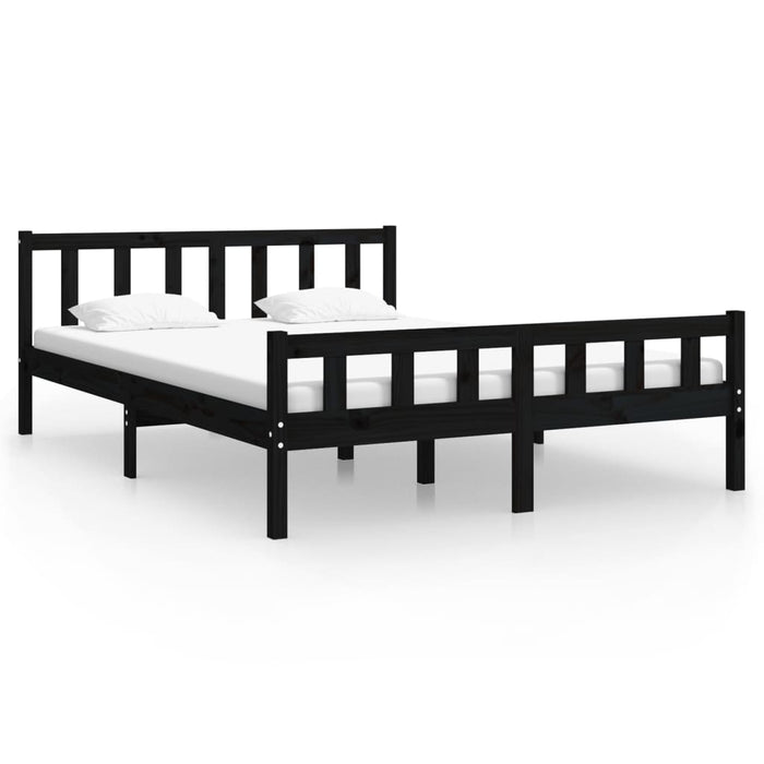 Bed Frame without Mattress Black Solid Wood 120x200 cm