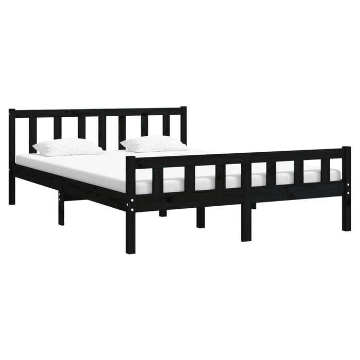 Bed Frame without Mattress Black Solid Wood 120x200 cm