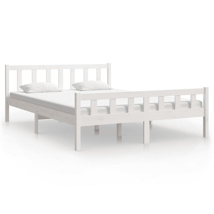 Bed Frame without Mattress White Solid Wood King Size