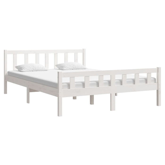 Bed Frame without Mattress White Solid Wood King Size