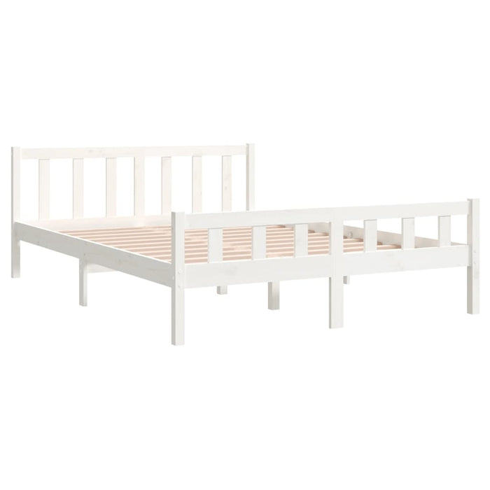 Bed Frame without Mattress White Solid Wood King Size