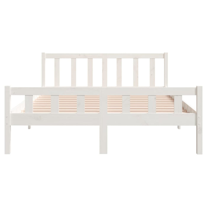 Bed Frame without Mattress White Solid Wood King Size