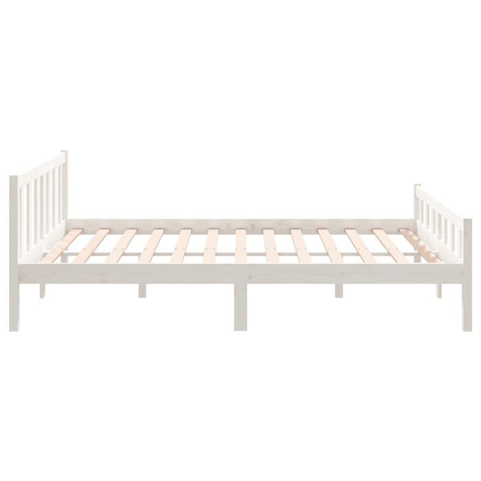 Bed Frame without Mattress White Solid Wood King Size